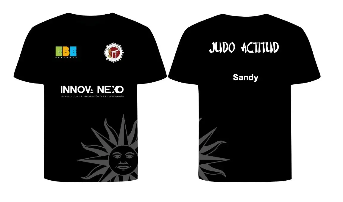 Diseño digitalizado de remera frente y espalda, con logos y nombre listos para bordar